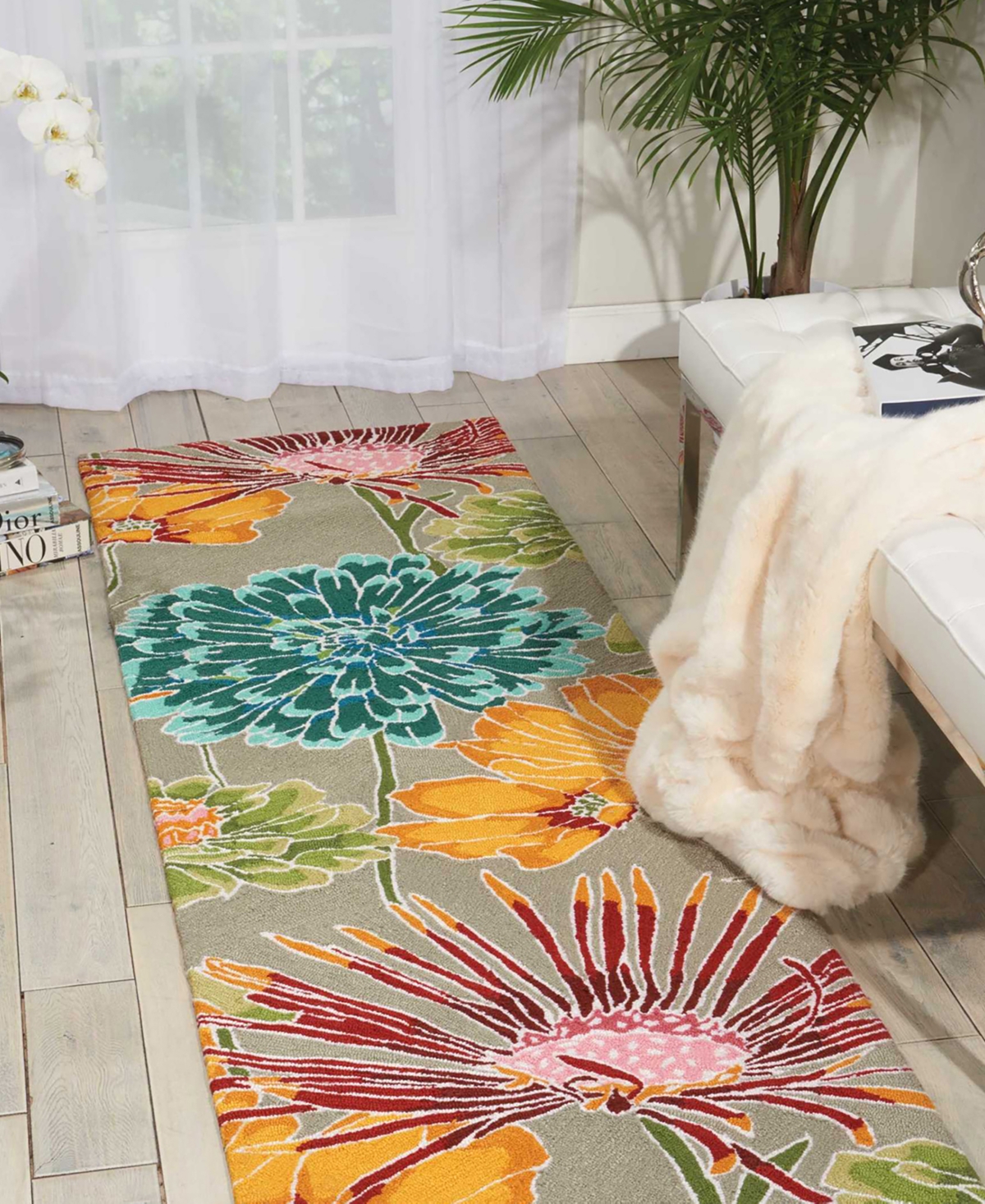 Nourison Home Fantasy Fa26 2'3"x8' Runner Area Rug In Gray