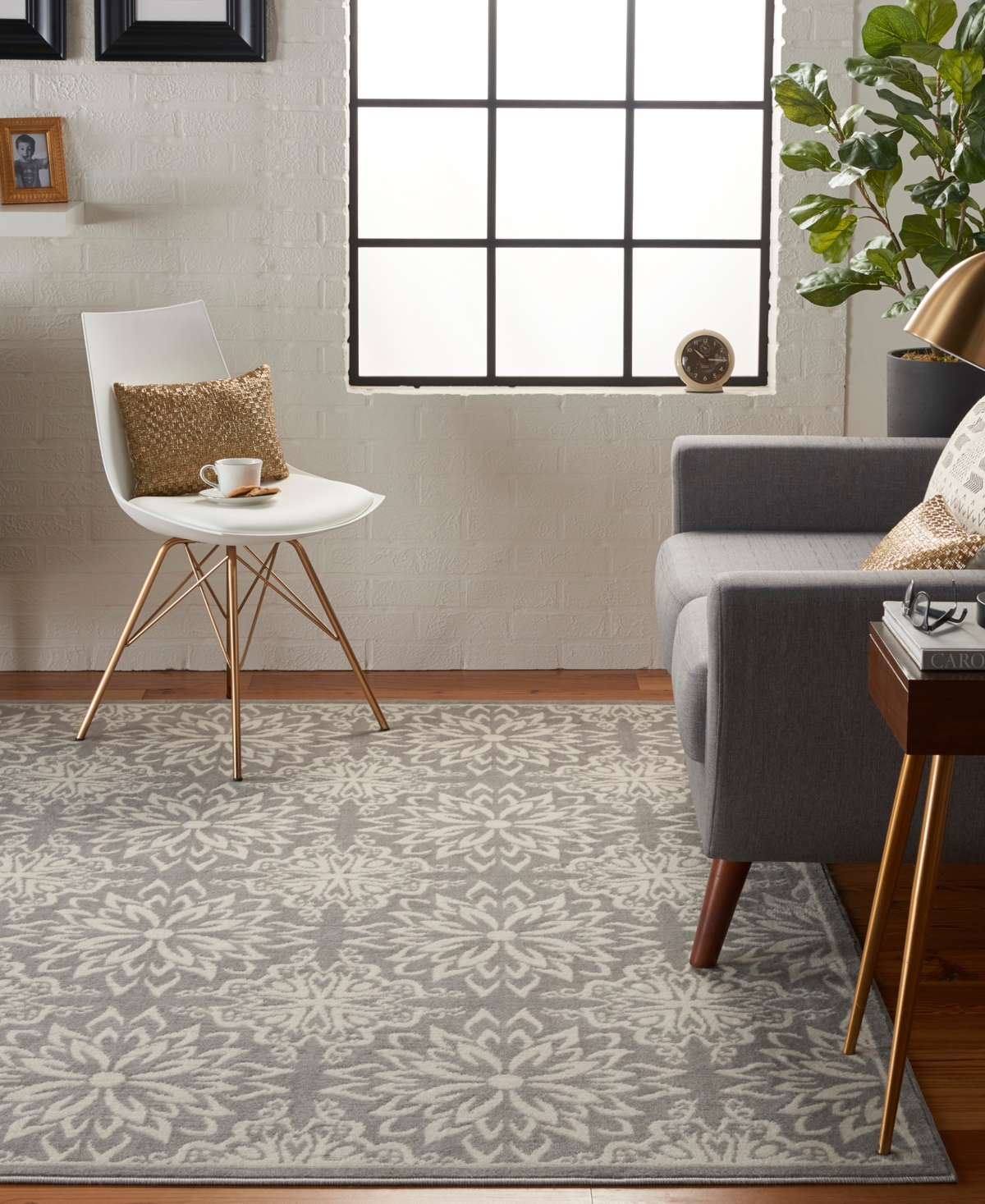 Nourison Home Jubilant Jub06 4'x6' Area Rug In Ivory,gray