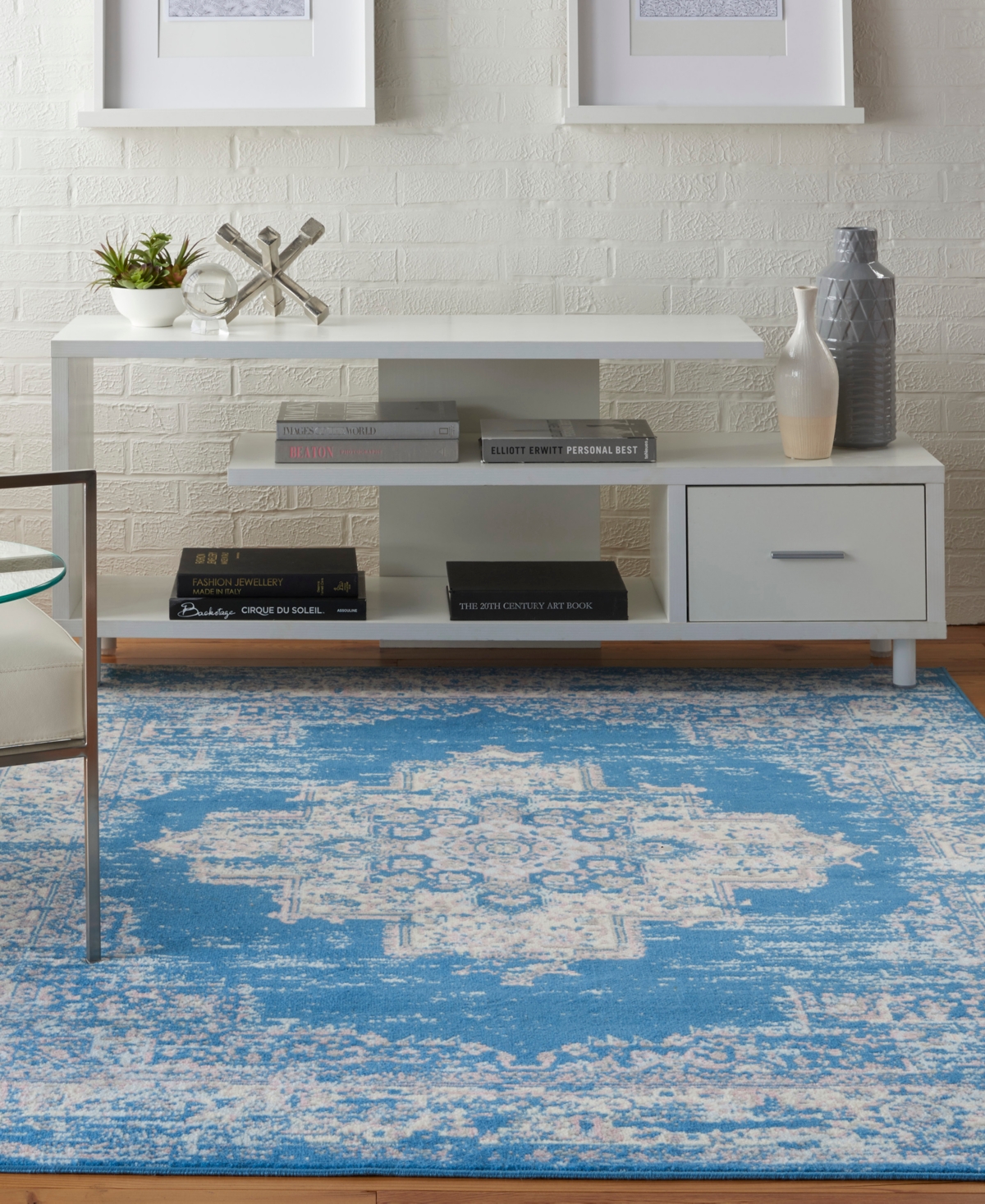 Nourison Home Grafix Grf14 3'9"x5'9" Area Rug In Blue