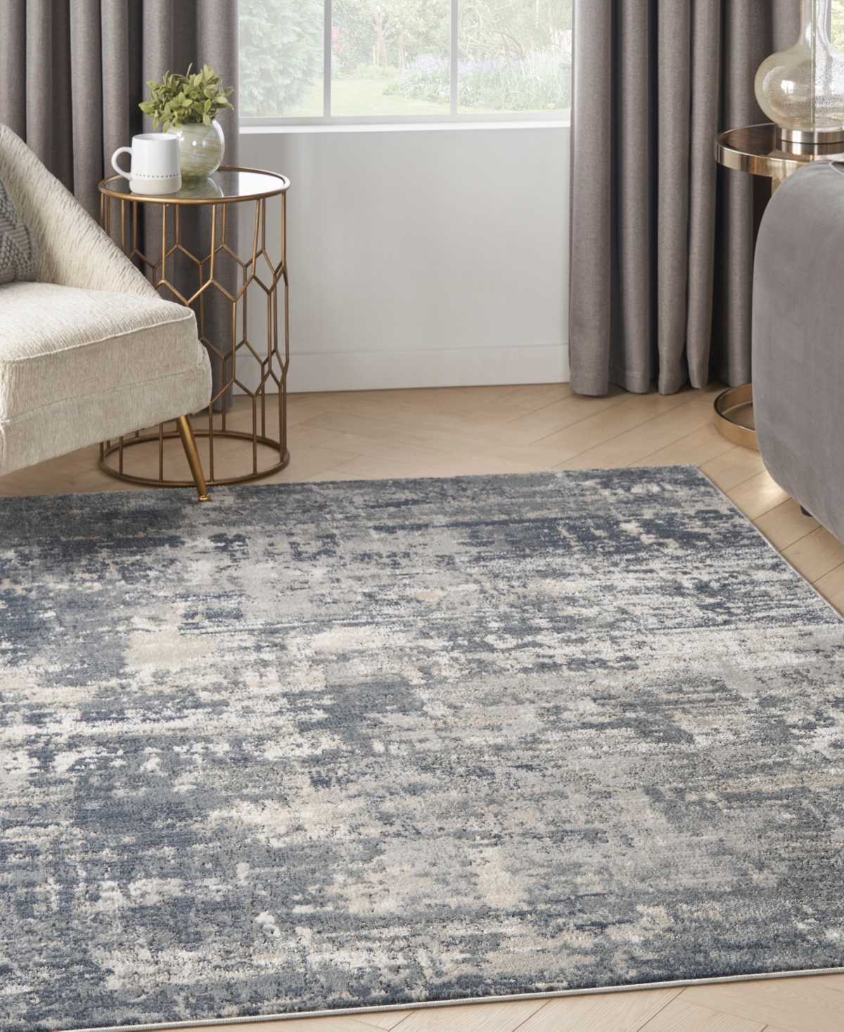 Nourison Home Quarry Qua04 3'9"x5'9" Area Rug In Gray,beige