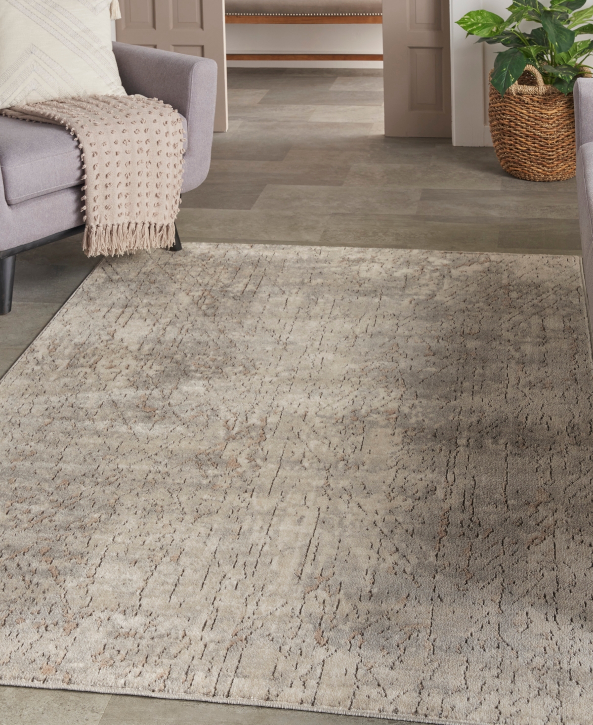 Nourison Home Quarry Qua03 5'3"x7'3" Area Rug In Beige,gray
