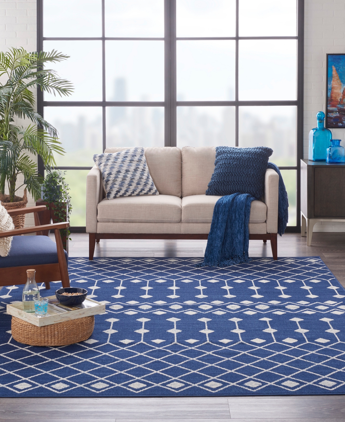 Nourison Home Grafix Grf37 7'10"x9'10" Area Rug In Navy