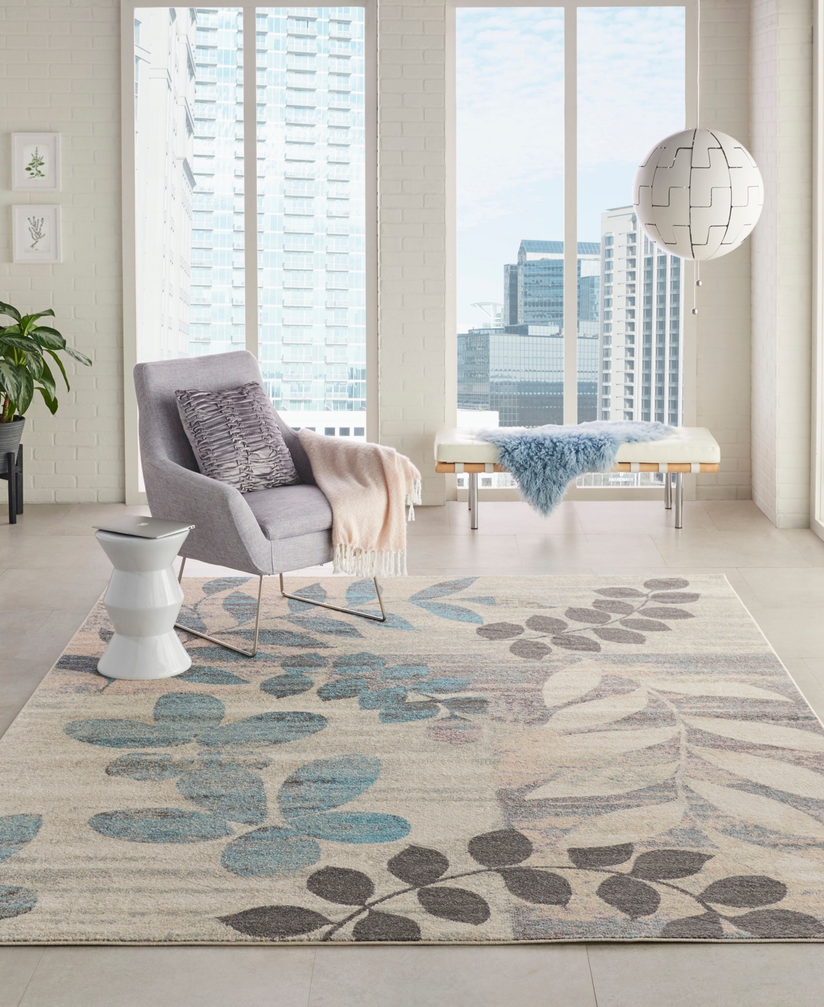 Nourison Home Tranquil Tra01 7'x10' Area Rug In Ivory,mist