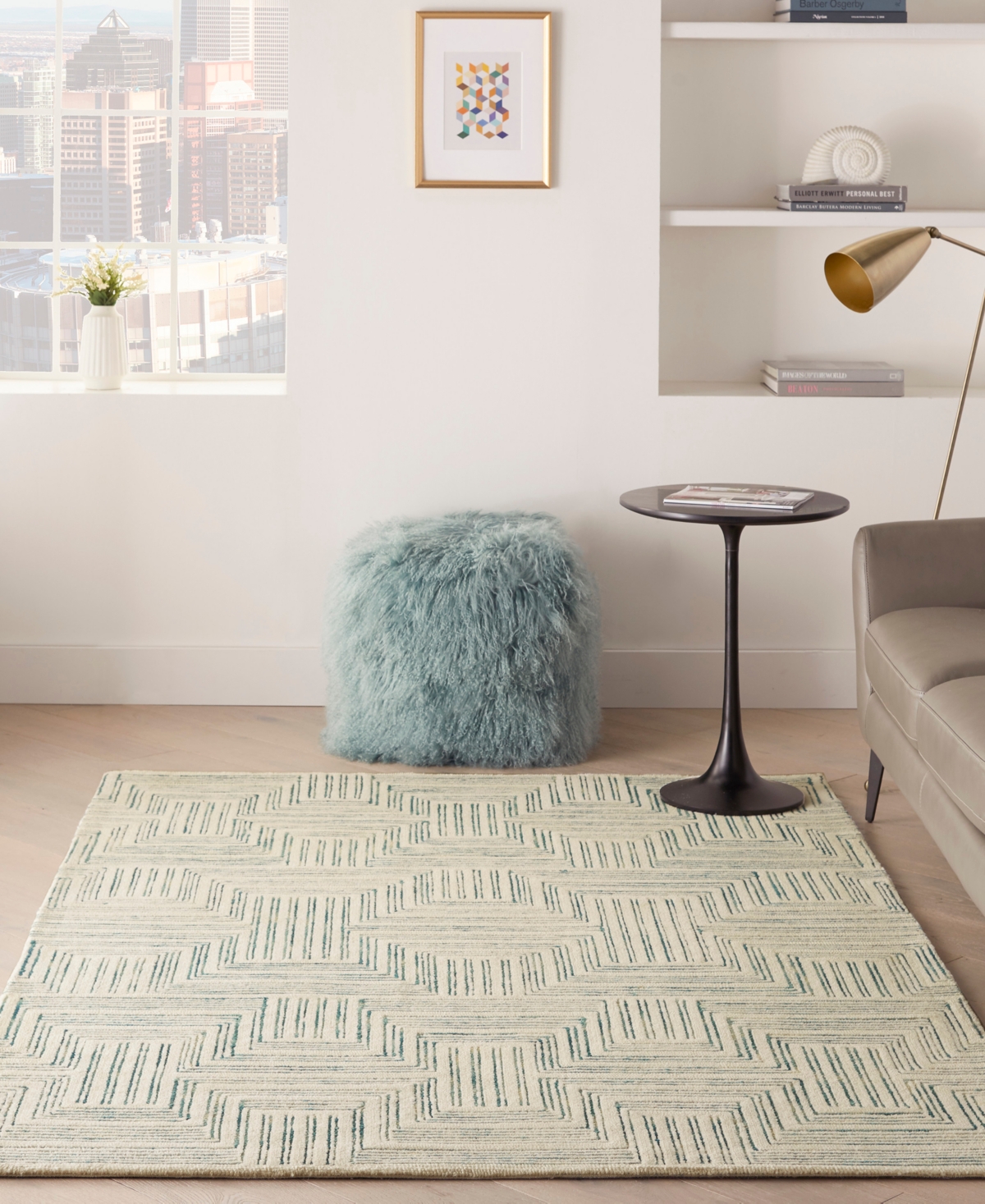 Nourison Home Interlock Itl06 3'9"x5'9" Area Rug In Ivory