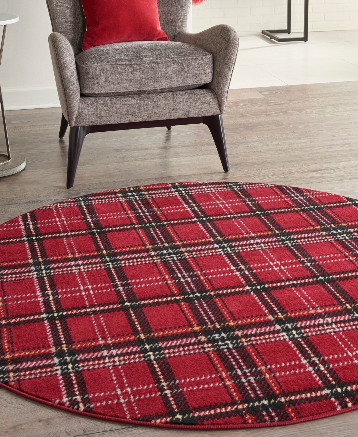 Nourison Home Grafix Grf03 5'3"x5'3" Round Area Rug In Red