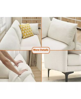 78 Inch Sofa, 3 Seater Sofa, Comfy Modern Couch with 2 Pillows, Cozy Lounge Sofa, Sofa Couch for Living Room Apartment Bed Room, Beige