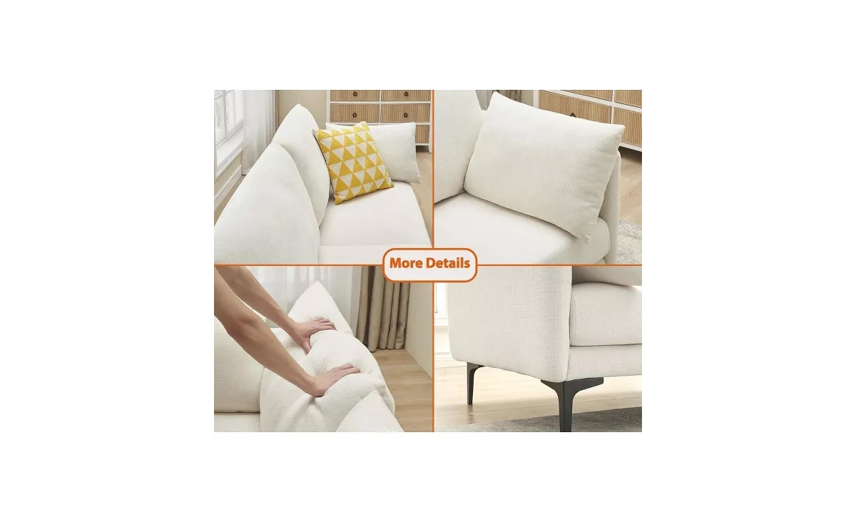 gaomon 78 Inch Sofa, 3 Seater Sofa, Comfy Modern Couch with 2 Pillows, Cozy Lounge Sofa, Sofa Couch for Living Room Apartment Bed Room, Beige