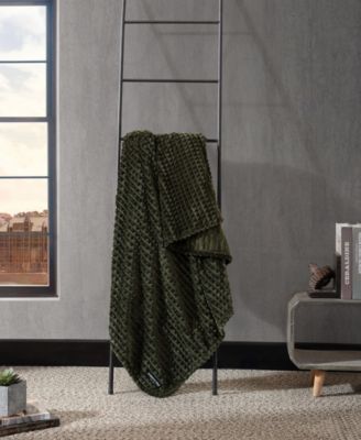 Solid Textured Jacquard Plush Throw, 60" X 50"