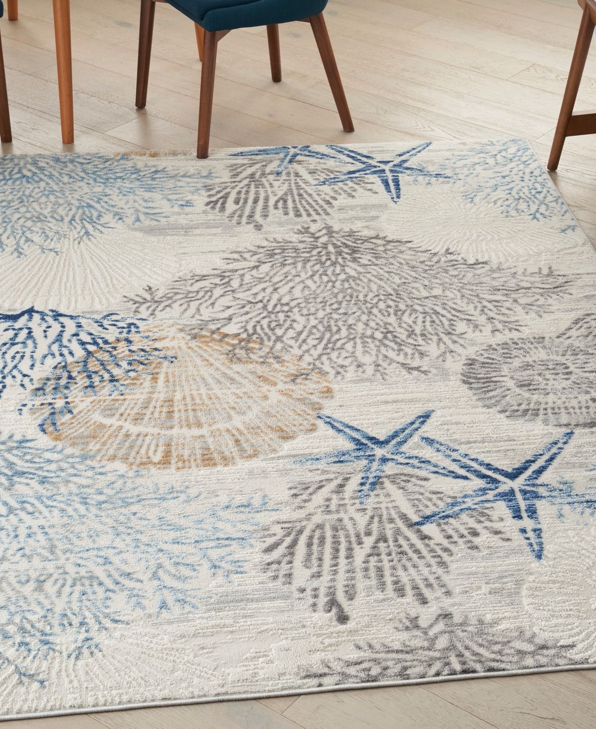 Nourison Home Seaside Sds04 5'3"x7'3" Area Rug In Ivory,gray
