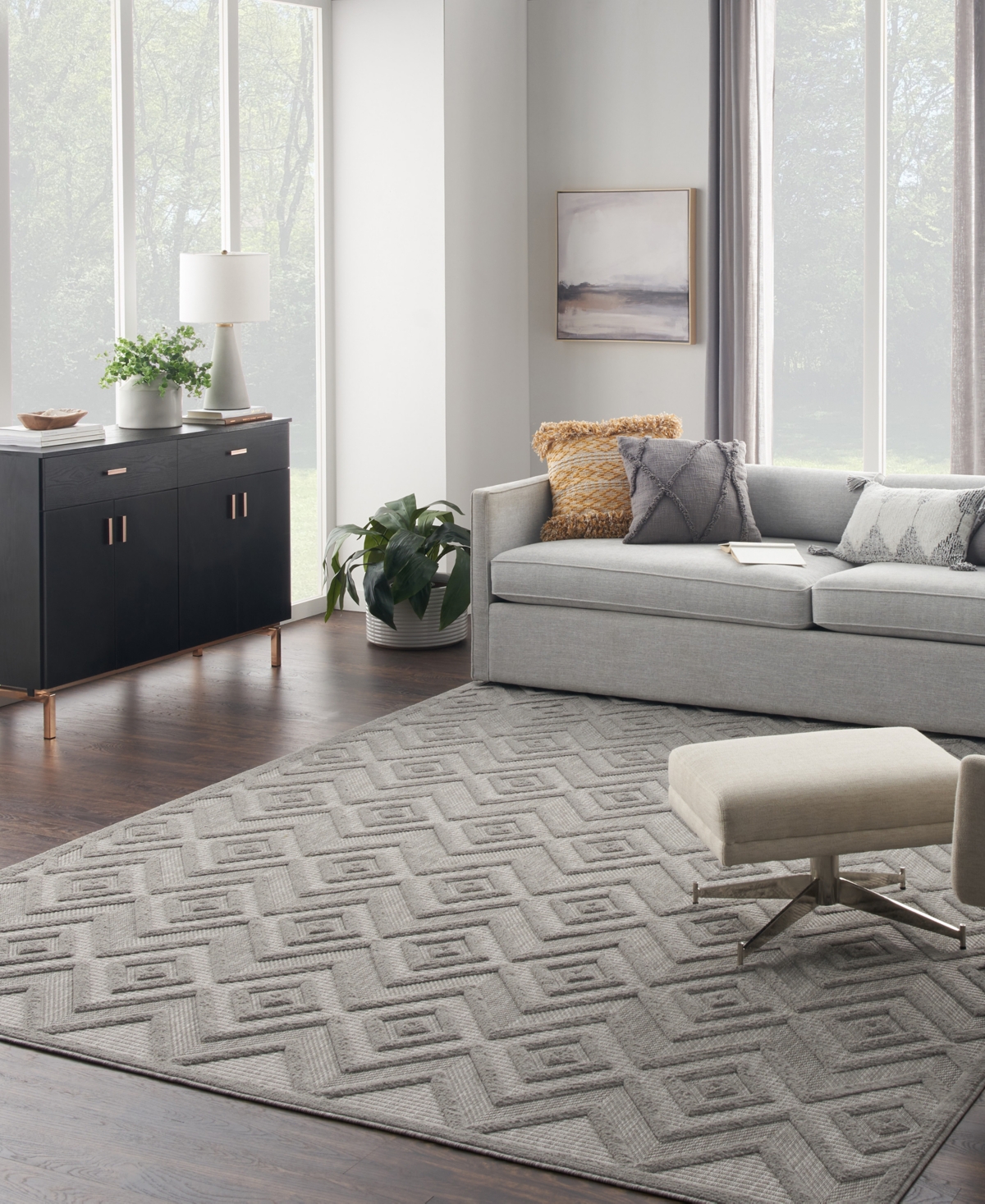 Nourison Home Versatile Nrv01 7'x10' Area Rug In Silver