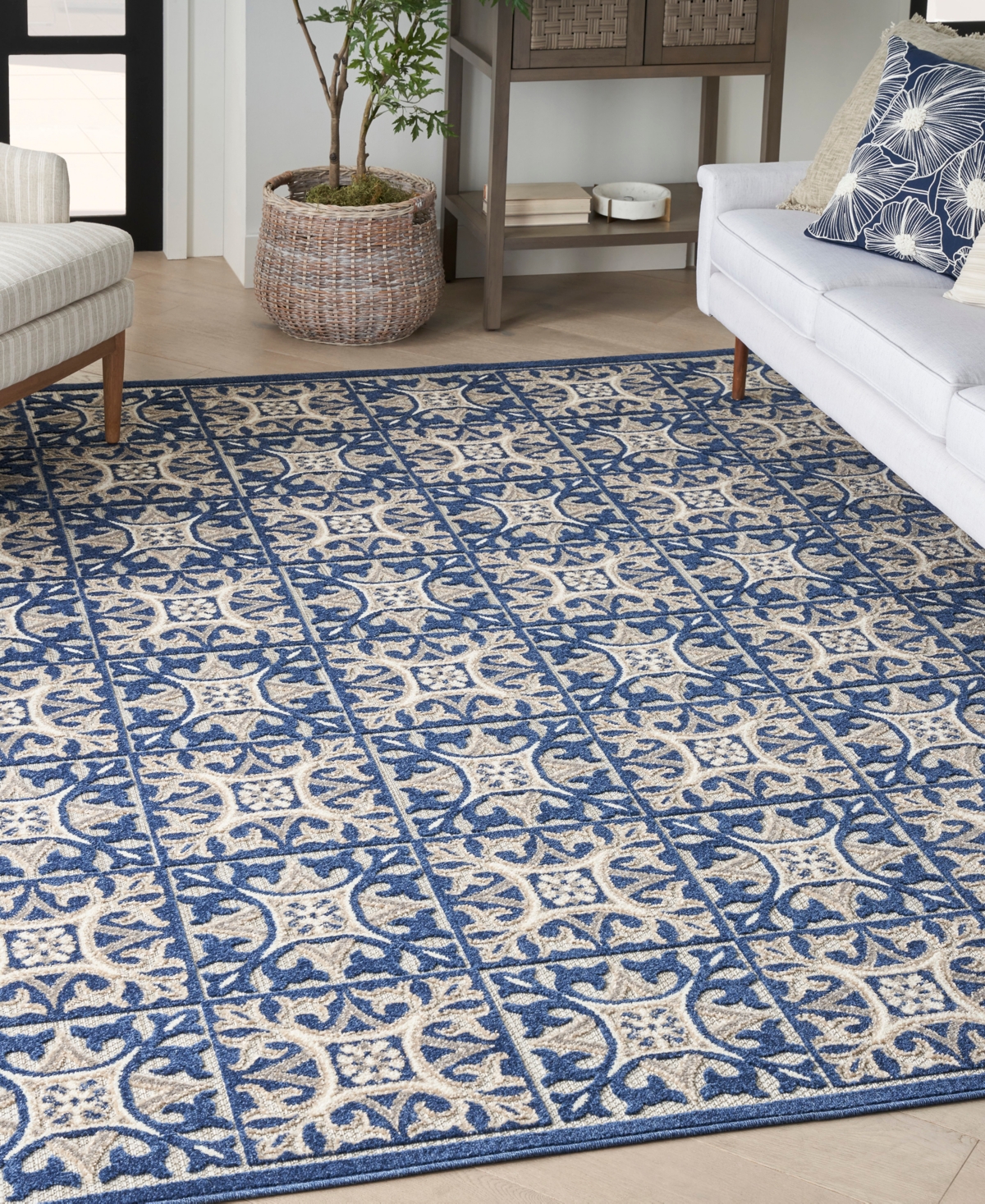 Nourison Home Aloha Alh34 5'3"x7'5" Area Rug In Blue