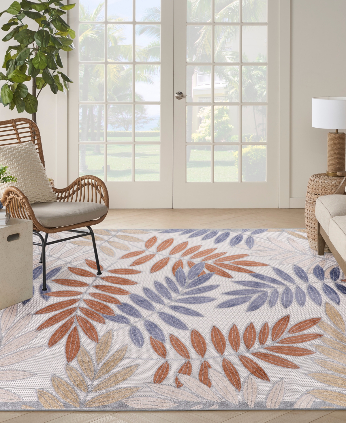 Nourison Home Aloha Alh18 7'10"x10'6" Area Rug In Blue,mocha