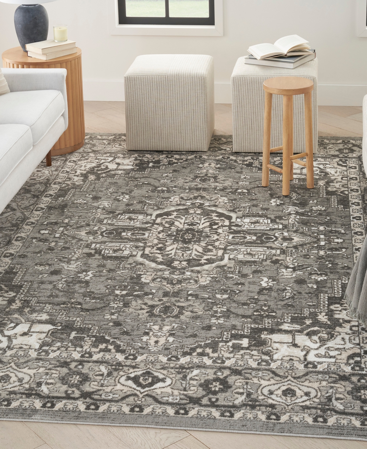 Nourison Home Quarry Qua05 5'3"x7'3" Area Rug In Gray