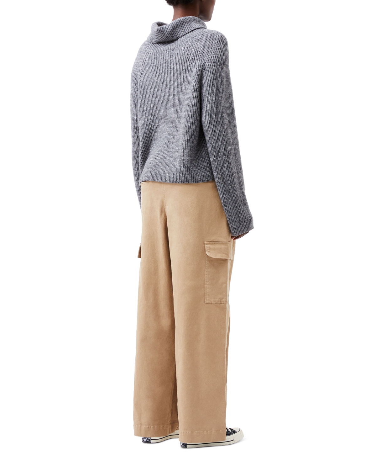 French Connection Women's Mersai Roll-neck Long-sleeve Sweater In Stone Grey Melange