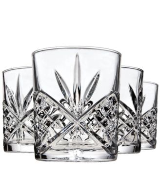 Dublin Crystal Double Old-Fashion Glasses, Set of 4