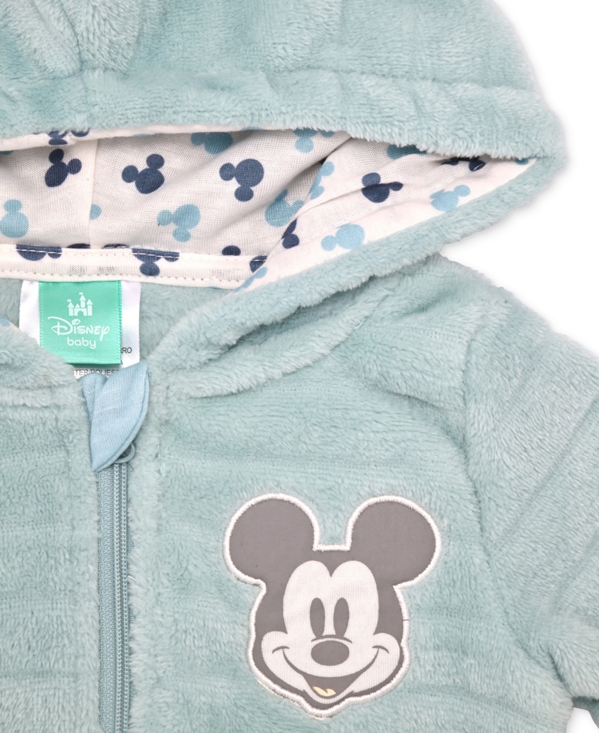 Disney Baby Boys Mickey Mouse Faux-fur Footed Pram Coverall In Blue
