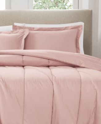 Solid Cotton Percale 3-Pc. Comforter Set, Full/Queen