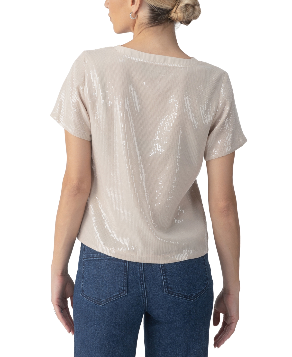 Sanctuary Women's Perfect Crewneck Short-Sleeve Sequin T-Shirt