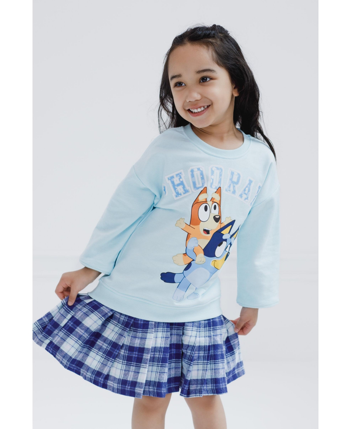 Bluey Toddler Girls Fleece Sweatshirt and Pleated Skirt