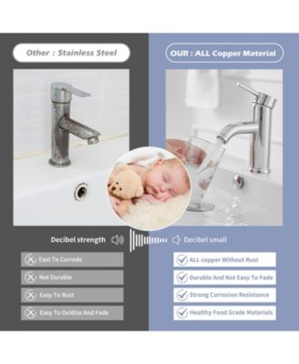 Bathroom Sink Faucets Chrome Single Handle Lavatory Basin Bath Tap Deck Mount 1 Hole Modern Commercial Vanity Faucet Brass Lead-Free, with Pop Up Drain