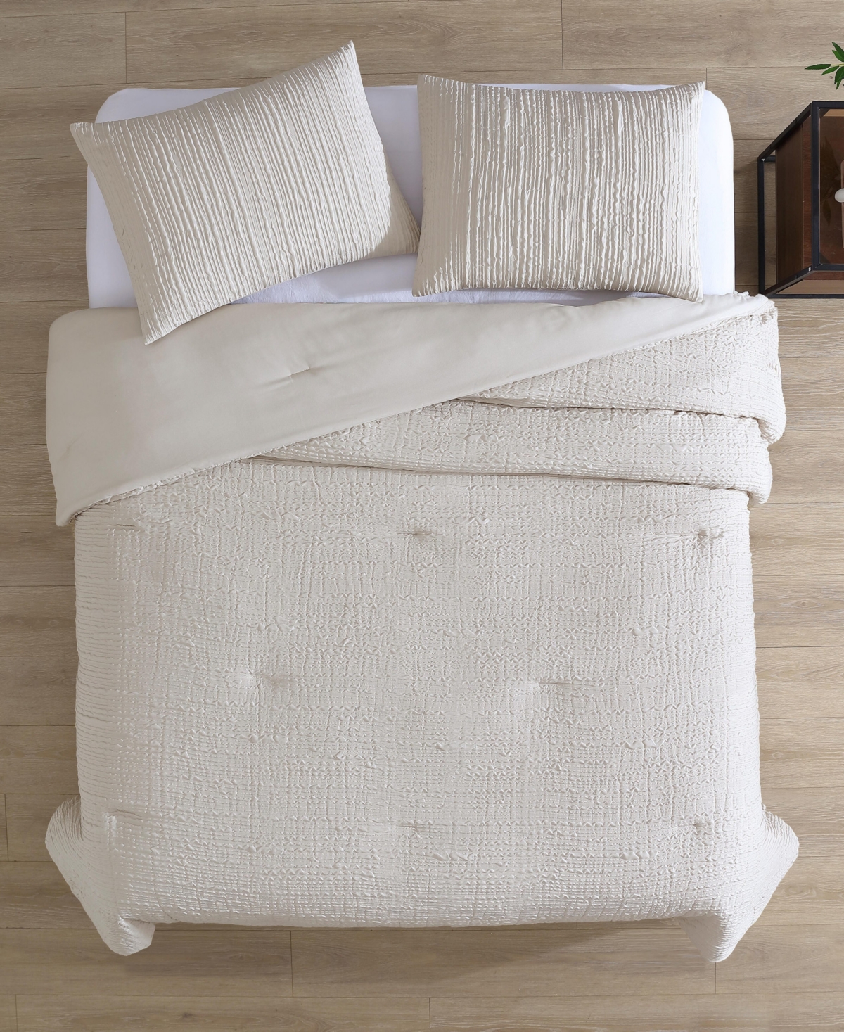 Kenneth Cole New York Serenity Wavy Lines Beige Embossed 3-Pc. Duvet Cover Set,