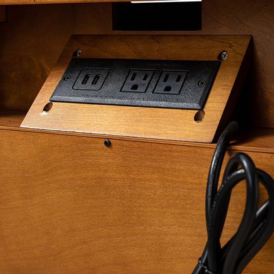 Mid-century ModernIsabel 2-Drawer End Table with Built-in Outlets