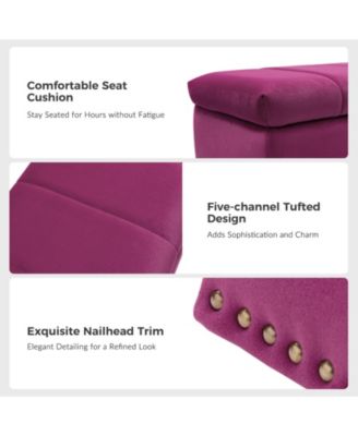 Upholstered Modern Flip Top Storage Bench with Metal Legs