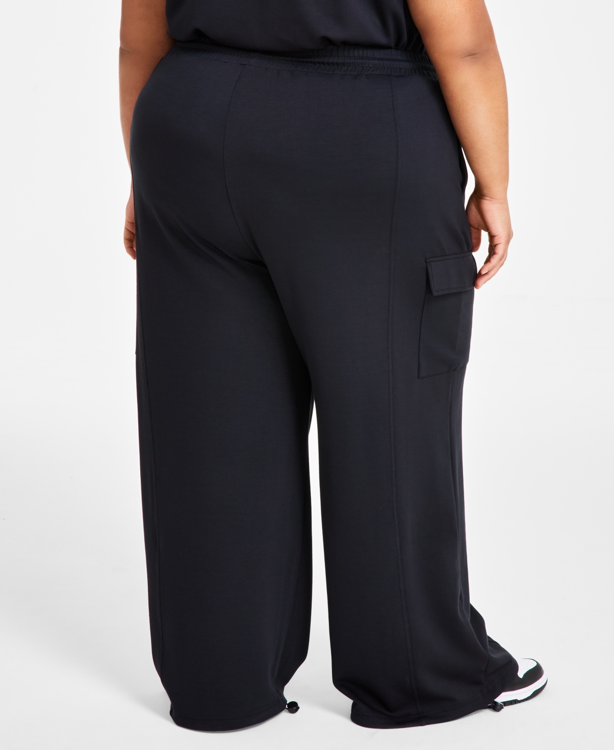 NINA PARKER TRENDY PLUS SIZE SCUBA CARGO BUNGEE JOGGER PANTS 