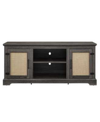Farmhouse Rattan TV Console with Storage and Doors (65")