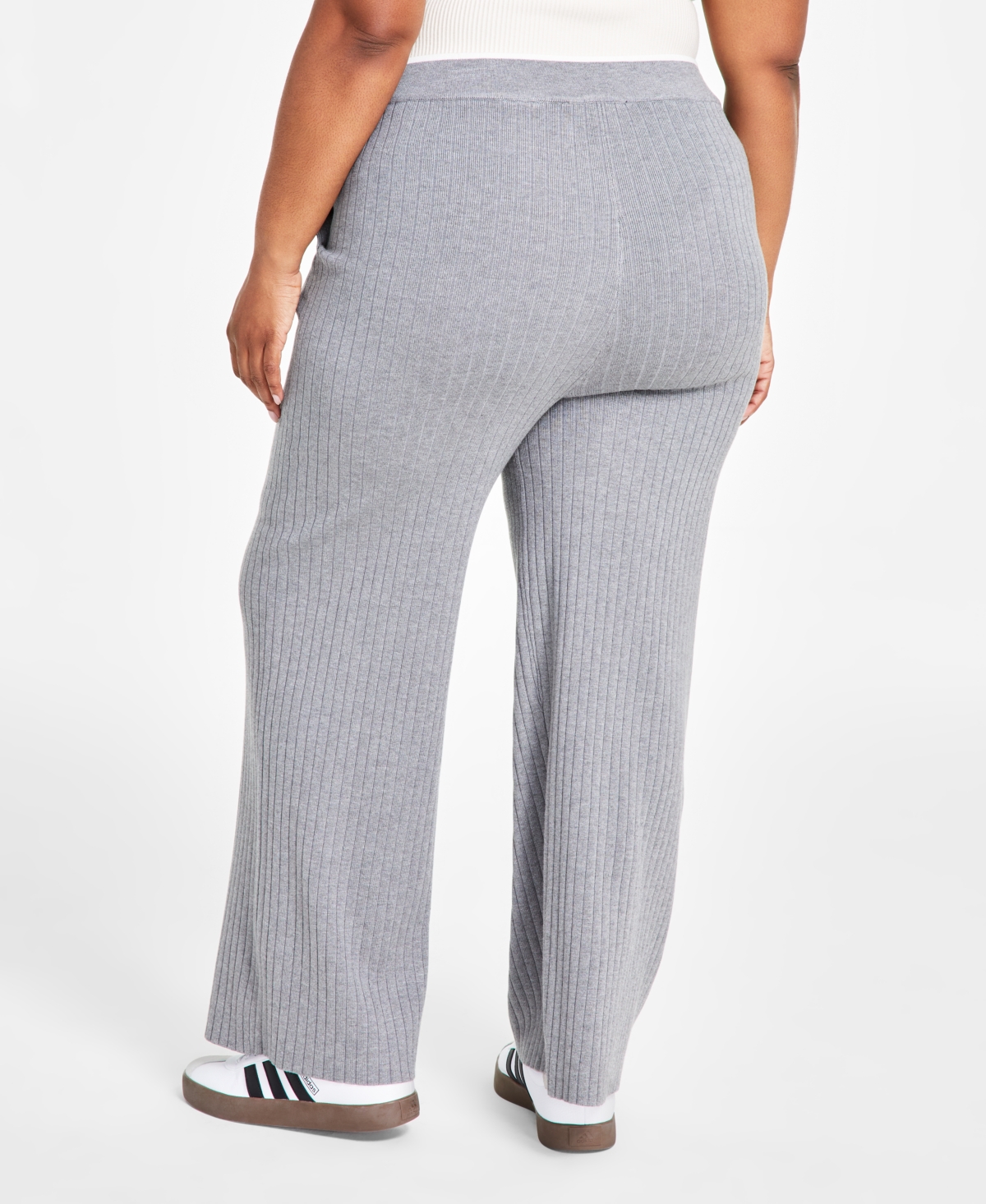 Nina Parker Trendy Plus Size Rib-Knit Sweater Pants