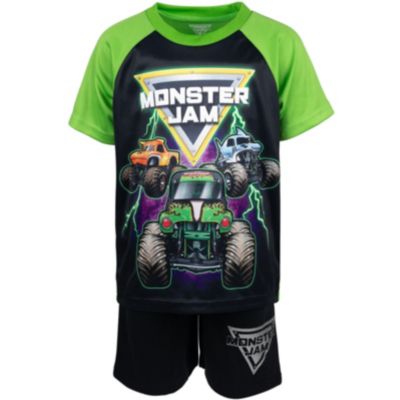 Boys Grave Digger El Toro Loco Megalodon T-Shirt Tank Top and French Terry Shorts 3 Piece Set to