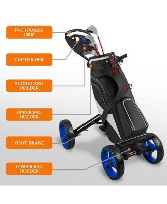 Foldable 4-Wheel Golf Push Cart, AI Frame Trolley