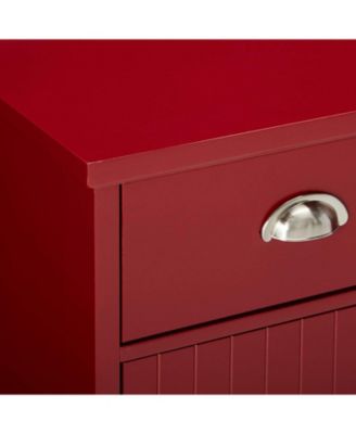 Buffet Server Console Table With Wine Storage, Red Finish