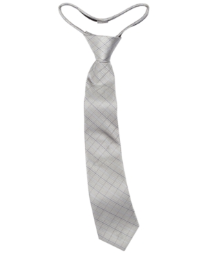 Shop Calvin Klein Big Boys Etched Grid Zipper Necktie In Silver