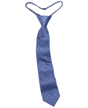 Shop Calvin Klein Big Boys Etched Grid Zipper Necktie In Slate