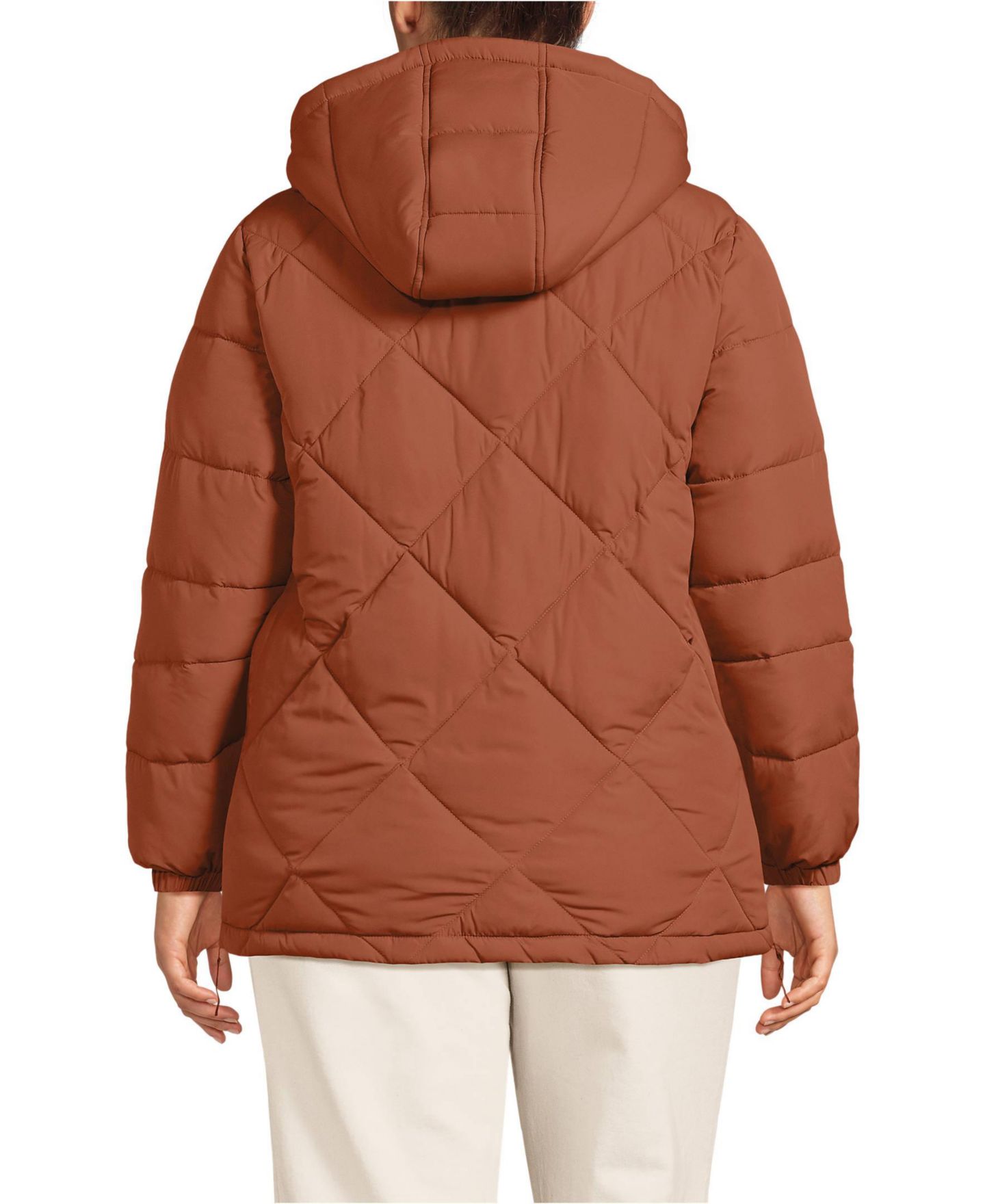 Женская куртка Lands' End Plus Size FeatherFree Insulated Diamond Quilted, цвет: Каштаново-рыжий коричневый — фото 2