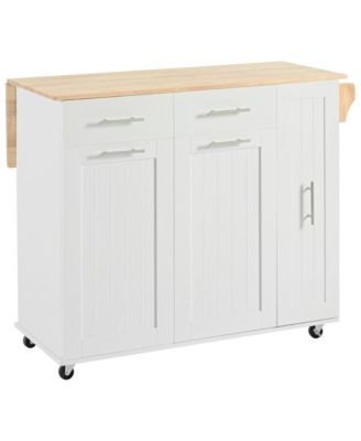 Rolling Kitchen Island Cart with Storage Cabinet & Towel Rack