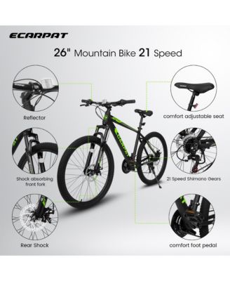 26-inch mountain bike adult aluminum frame shock absorbing front fork bike 21-speed disc brake mountain bike