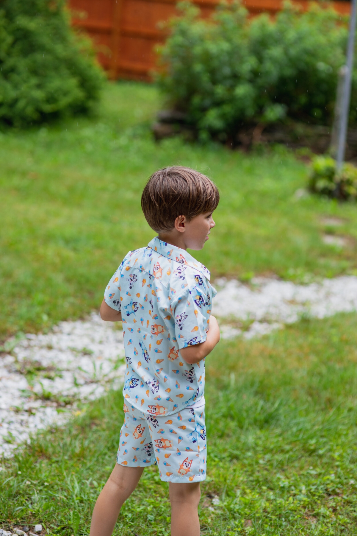 Bluey Toddler Boys Hawaiian Button Down Shirt and Shorts