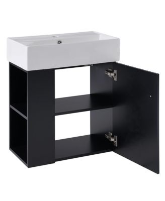 Modern 21.6" Floating Bathroom Vanity with Ceramic Basin (Left)