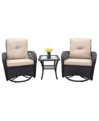 Outdoor Wicker Rocker & Bistro Set with Glass Top Table