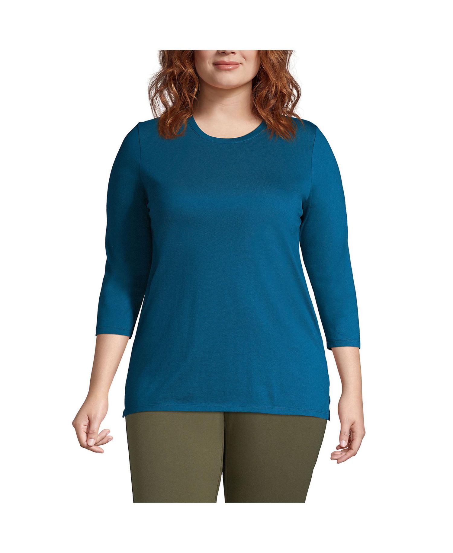 Plus Size 3/4 Sleeve Cotton Supima Tunic Top