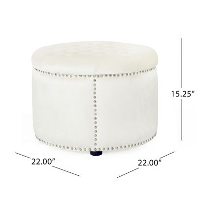 Luxurious Velvet Ottoman with Studded Rim for Comfort and Style
