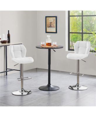 1Pc Adjustable MDF and Metal 360° Swivel Round Pub Table