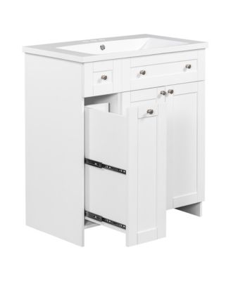 Transitional Blue Bathroom Vanity with Abundant Storage, 30