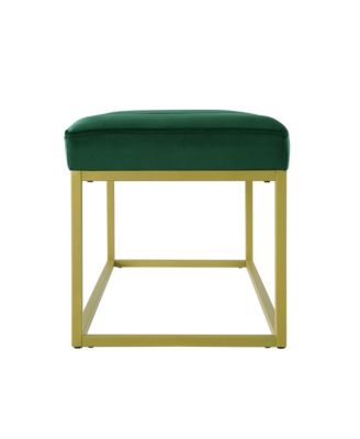 Modern Tufted Channel Entryway Bench Emerald Velvet Upholstered End of Bed Bench with Metal Frame, Footboard Bench for Living Room, Bedroom