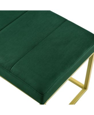 Modern Tufted Channel Entryway Bench Emerald Velvet Upholstered End of Bed Bench with Metal Frame, Footboard Bench for Living Room, Bedroom