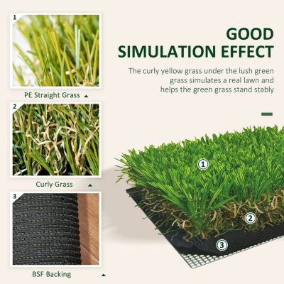 10' x 3' Artificial Turf Grass with Simulated Look & Feel UV Protection, & Drain Holes for Rain, 1.25" Height