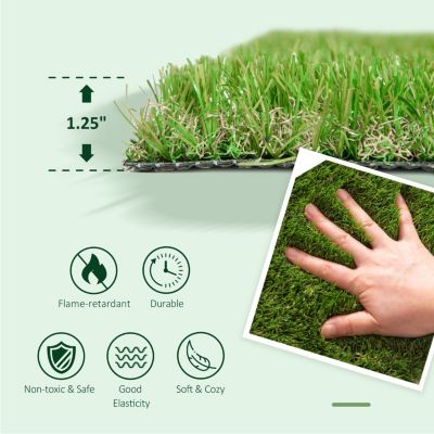 10' x 3' Artificial Turf Grass with Simulated Look & Feel UV Protection, & Drain Holes for Rain, 1.25" Height