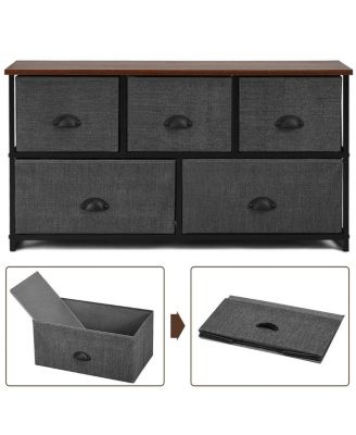 Dresser Storage Tower with 5 Foldable Cloth Storage Cubes